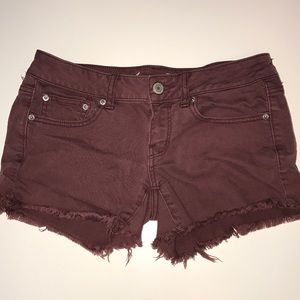 AMERICAN EAGLE BURGUNDY CUTOFF stretch SHORTS 6